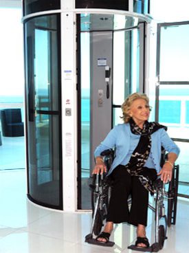 pve elevator with woman in wheelchair